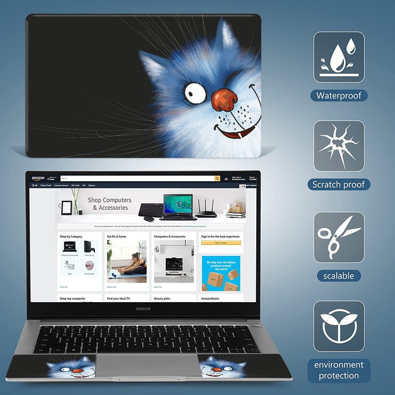 AORTDES ملصق جلد لابتوب AORTDES 15-15.6 بوصة، ملصق فينيل عالمي قابل لإعادة الاستخدام لأجهزة نت بوك/نوت بوك PC بحجم 12.1 13 13.3 14 15.4 بوصة، مقاوم للماء والخدوش (قطة تومض بشكل لطيف) - Image 5